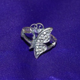Sparkle Wing Butterfly Silver Ring